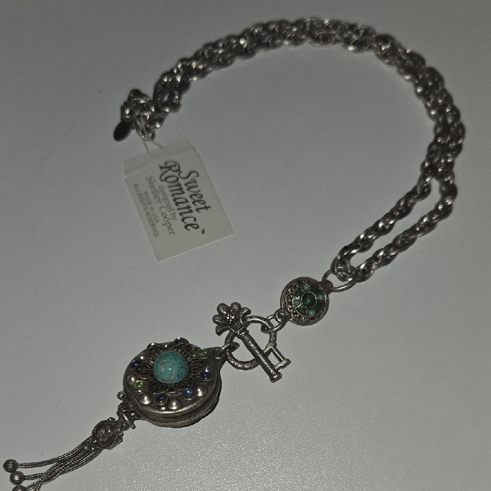 Sweet Romance Silver Necklace with Blue Accents